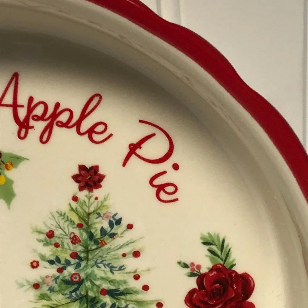Pioneer Woman Christmas 2021 Floral Medley Caramel Apple Pie Plate/Dish*New*